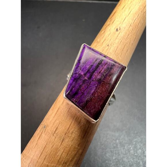 Vintage sugilite sterling silver ring size 5 - Picture 11 of 16